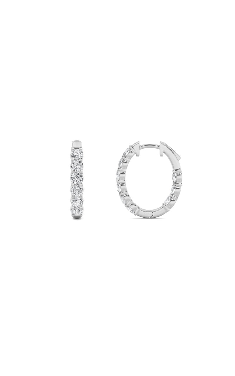 2Cttw Round Shaped Lab Grown Diamond (F/VS) Inside Out Hoop Earrings in 14K Gold