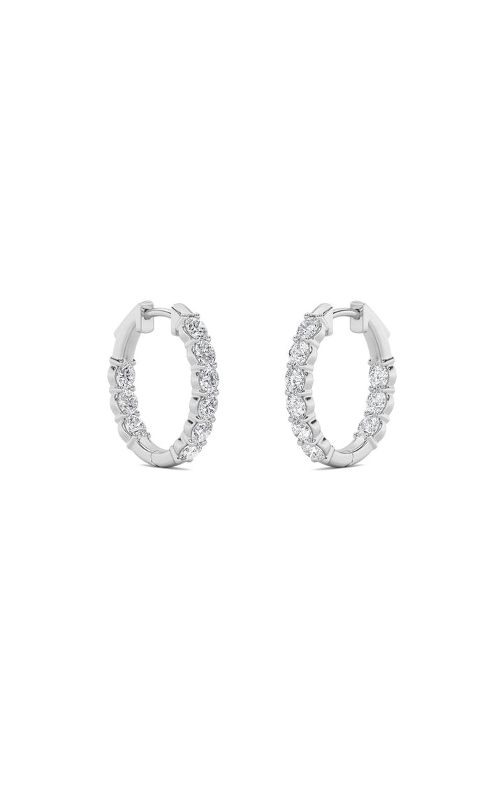 2Cttw Round Shaped Lab Grown Diamond (F/VS) Inside Out Hoop Earrings in 14K Gold