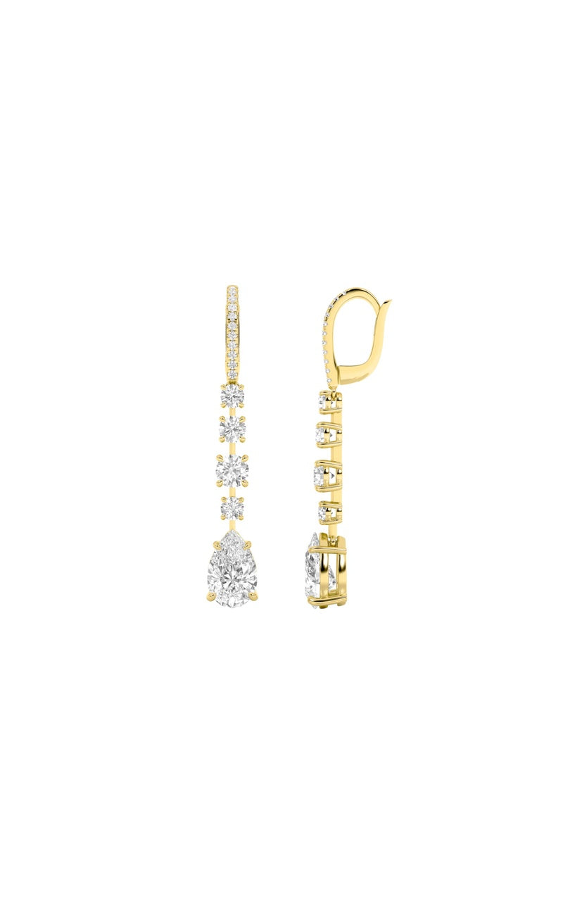 4.5Cttw Pear Shaped Lab Grown Diamond (F/VS) Dangle Earrings in 14K Gold