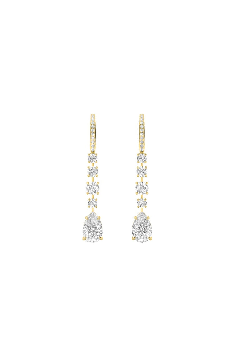 4.5Cttw Pear Shaped Lab Grown Diamond (F/VS) Dangle Earrings in 14K Gold