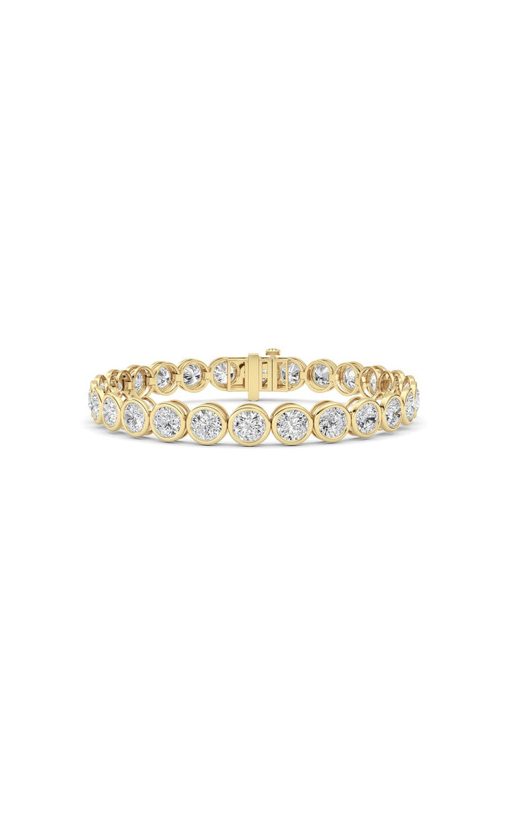 15Cttw Round Lab Grown Diamond (F/VS ) Bezel Set Bracelet in 14K Gold