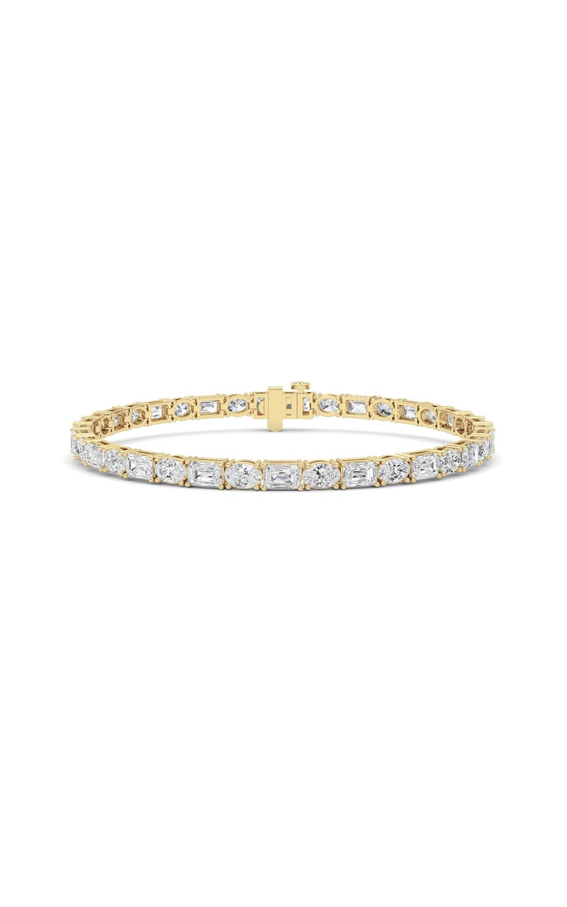 10Cttw Emerald And Round Lab Grown Diamond (F/VS ) Bracelet in 14K Gold