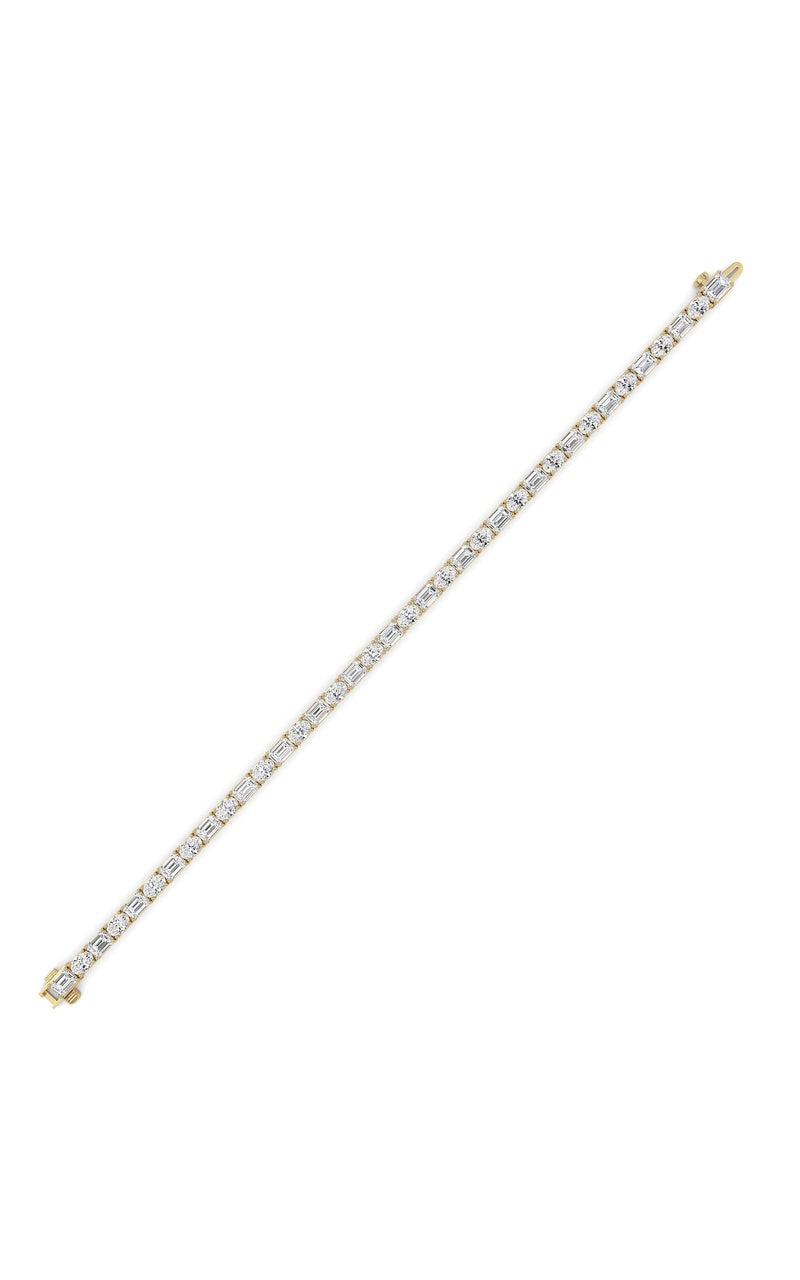 10Cttw Emerald And Round Lab Grown Diamond (F/VS ) Bracelet in 14K Gold