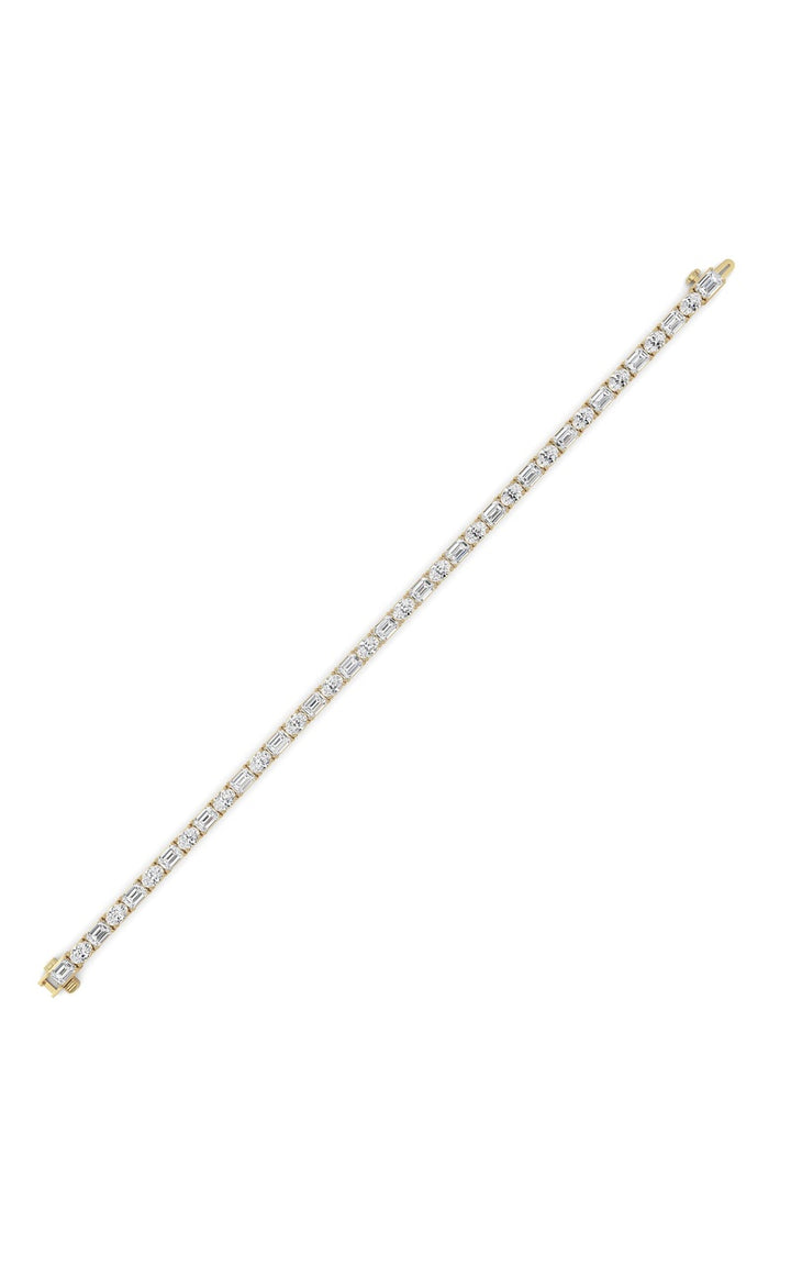 10Cttw Emerald And Round Lab Grown Diamond (F/VS ) Bracelet in 14K Gold