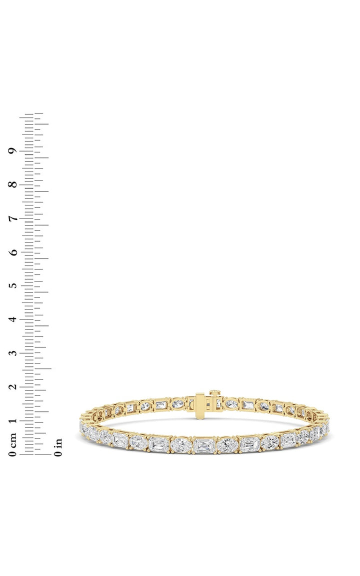 10Cttw Emerald And Round Lab Grown Diamond (F/VS ) Bracelet in 14K Gold