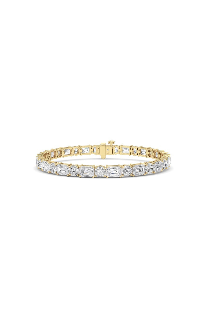 15Cttw Emerald And Round Lab Grown Diamond (F/VS ) Bracelet in 14K Gold