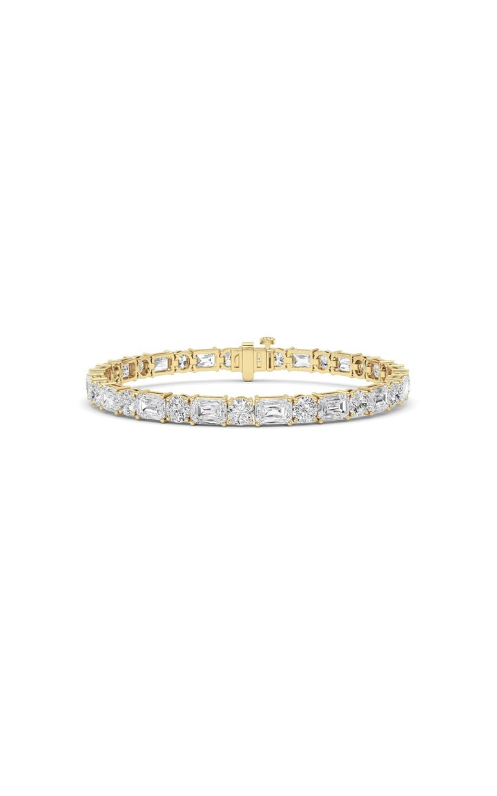 15Cttw Emerald And Round Lab Grown Diamond (F/VS ) Bracelet in 14K Gold