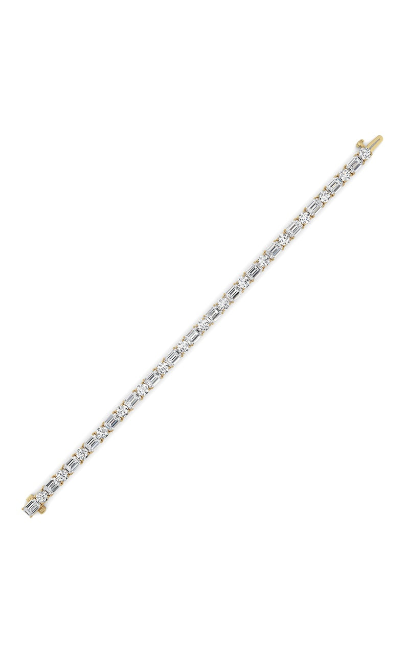 15Cttw Emerald And Round Lab Grown Diamond (F/VS ) Bracelet in 14K Gold