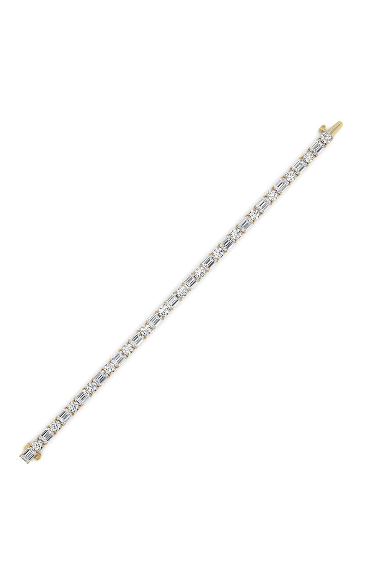 15Cttw Emerald And Round Lab Grown Diamond (F/VS ) Bracelet in 14K Gold