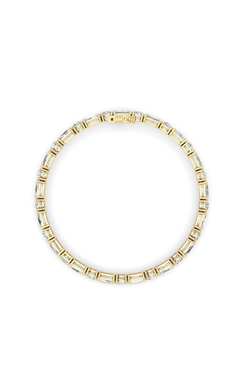 15Cttw Emerald And Round Lab Grown Diamond (F/VS ) Bracelet in 14K Gold