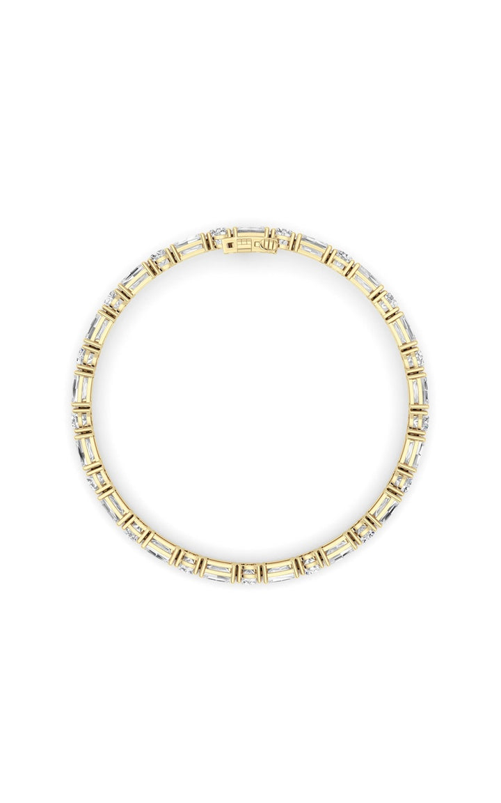 15Cttw Emerald And Round Lab Grown Diamond (F/VS ) Bracelet in 14K Gold