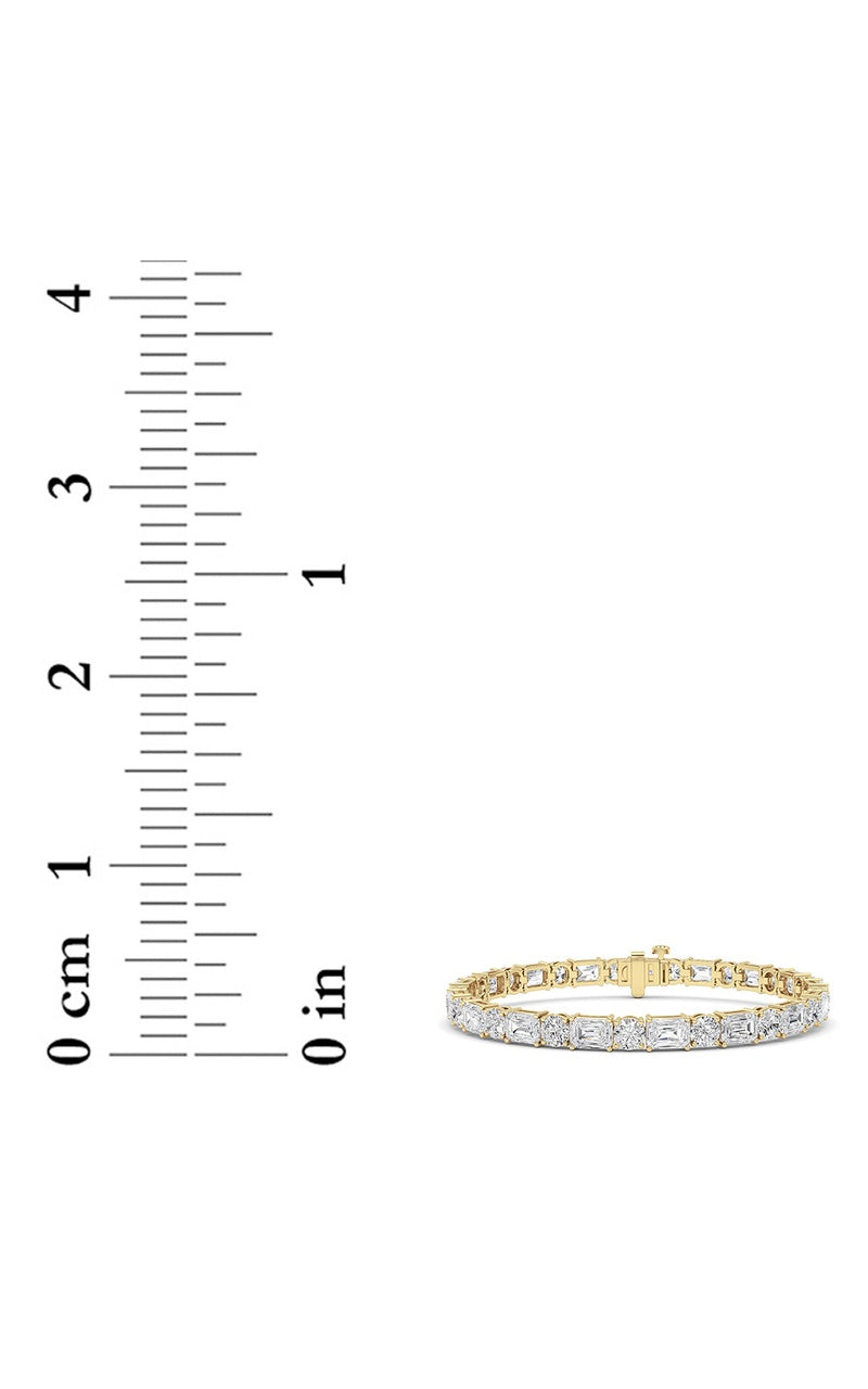 15Cttw Emerald And Round Lab Grown Diamond (F/VS ) Bracelet in 14K Gold