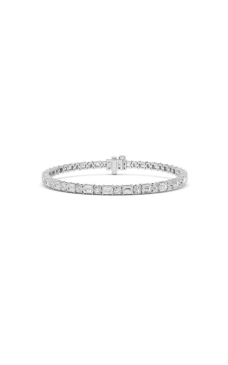 7Cttw Emerald And Round Lab Grown Diamond (F/VS ) Bracelet in 14K Gold