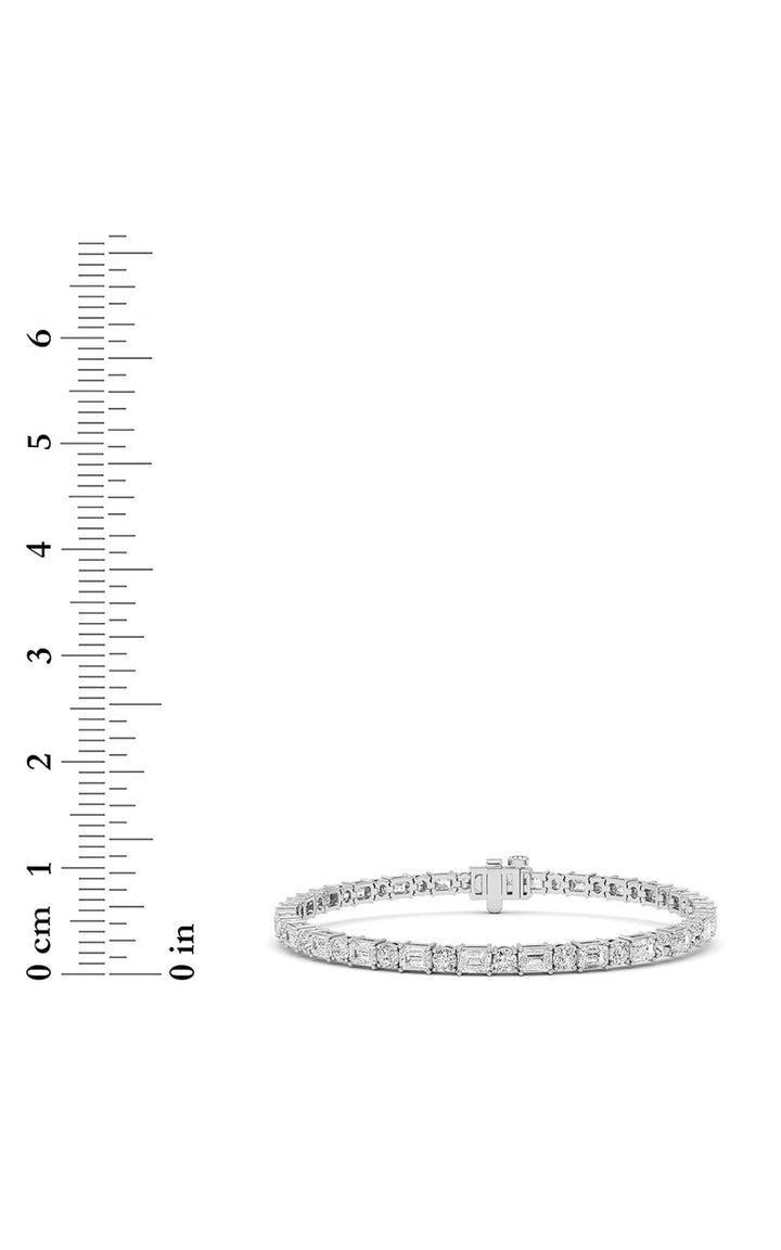 7Cttw Emerald And Round Lab Grown Diamond (F/VS ) Bracelet in 14K Gold