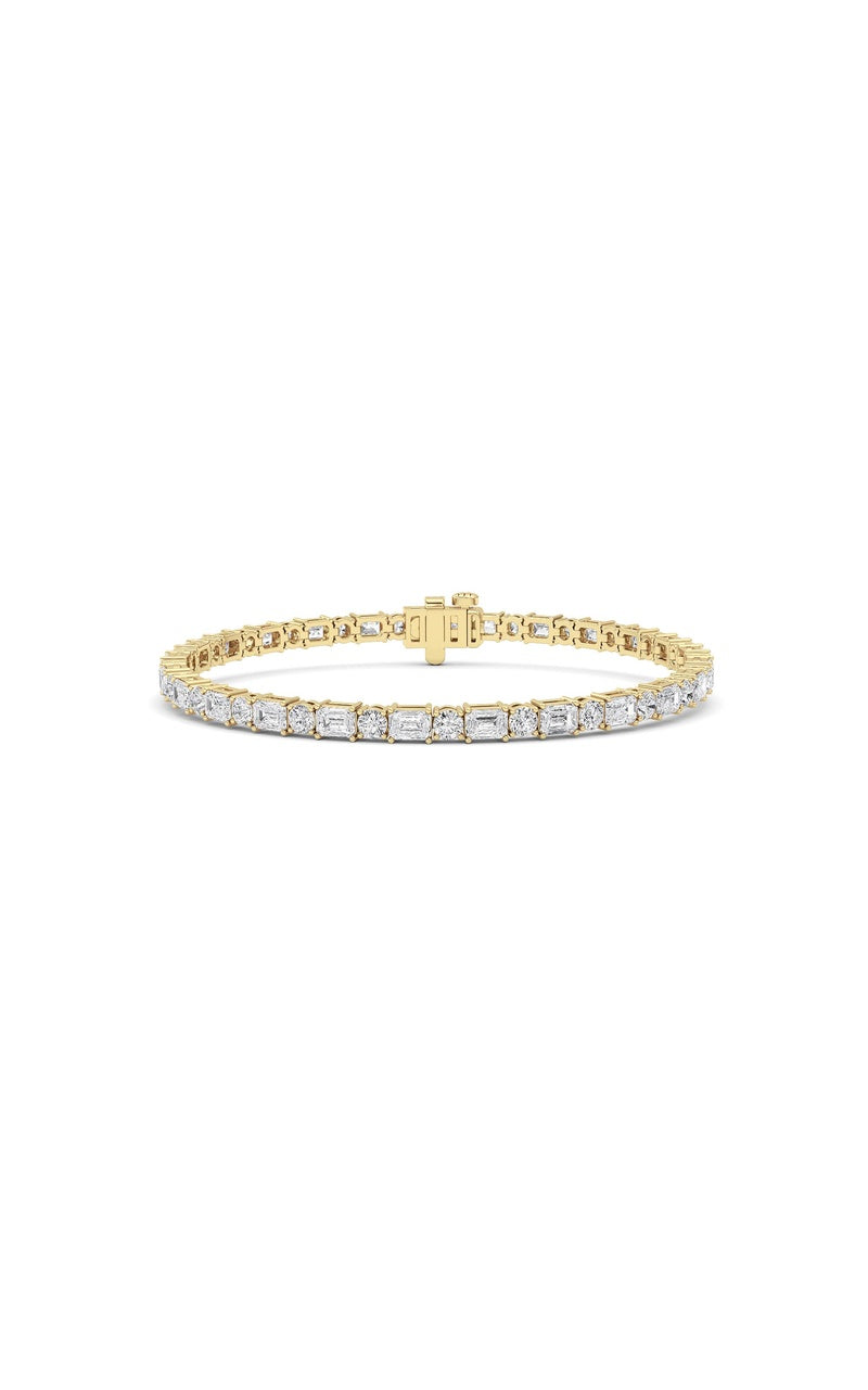 7Cttw Emerald And Round Lab Grown Diamond (F/VS ) Bracelet in 14K Gold