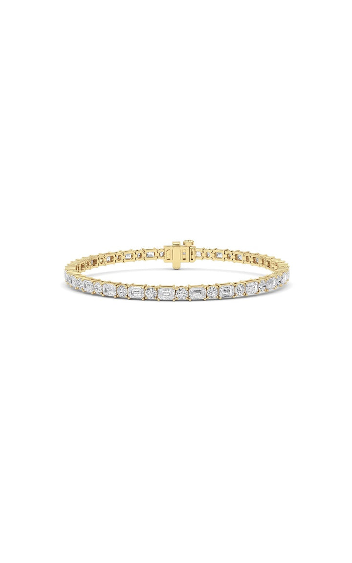 7Cttw Emerald And Round Lab Grown Diamond (F/VS ) Bracelet in 14K Gold
