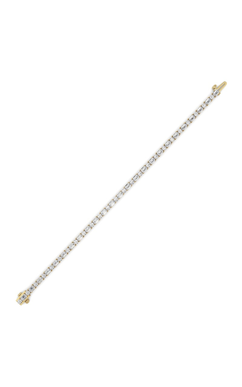 7Cttw Emerald And Round Lab Grown Diamond (F/VS ) Bracelet in 14K Gold