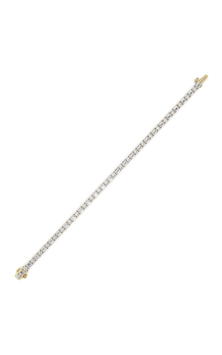 7Cttw Emerald And Round Lab Grown Diamond (F/VS ) Bracelet in 14K Gold