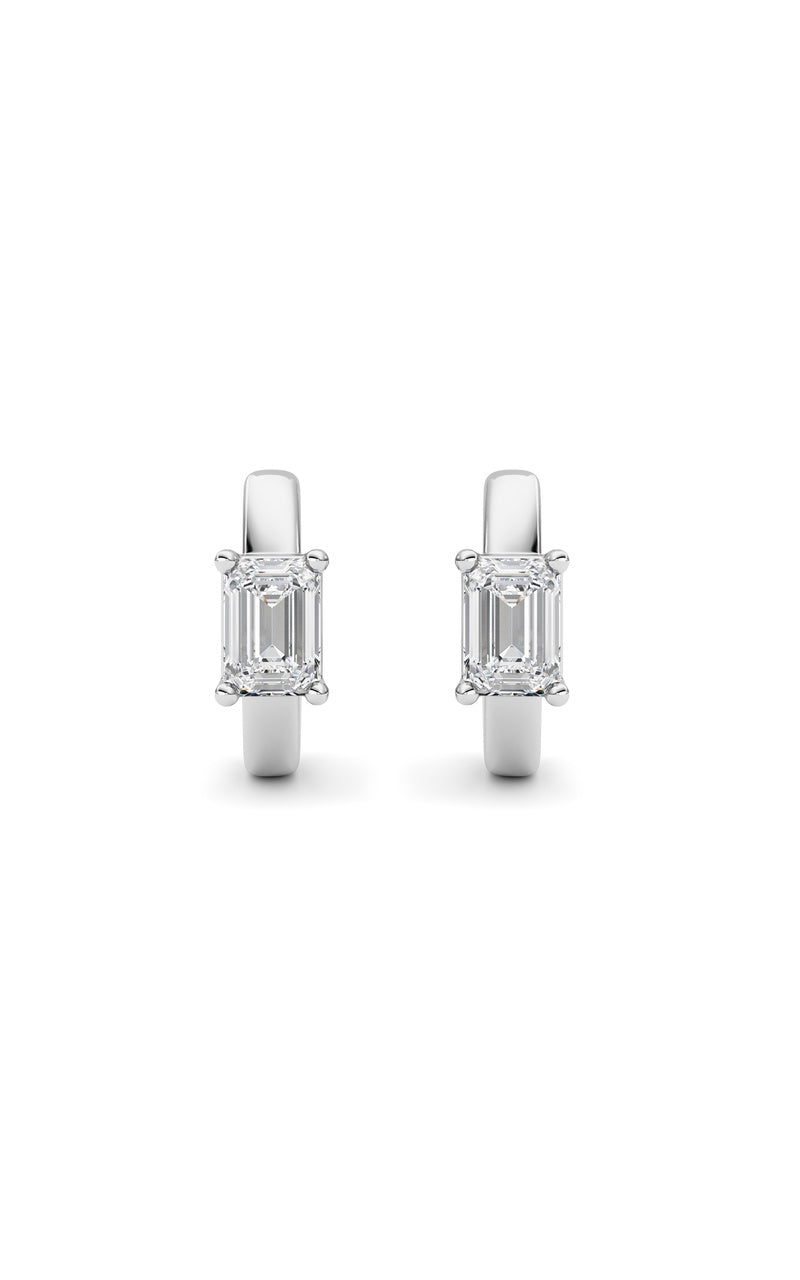1Cttw Emerald Shaped Lab Grown Diamond (F/VS ) Huggie Earrings in 14K Gold