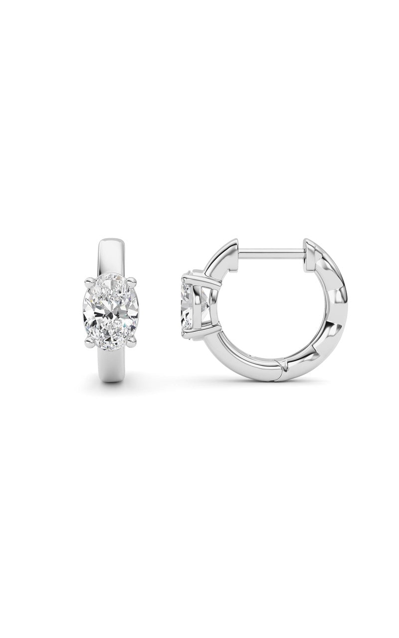 1Cttw Oval Shaped Lab Grown Diamond (F/VS ) Huggie Earrings in 14K Gold