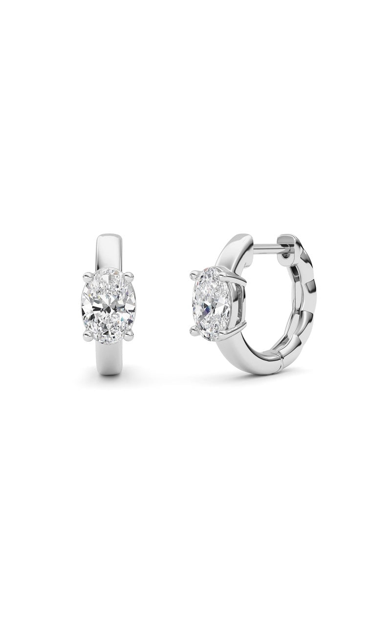 1Cttw Oval Shaped Lab Grown Diamond (F/VS ) Huggie Earrings in 14K Gold