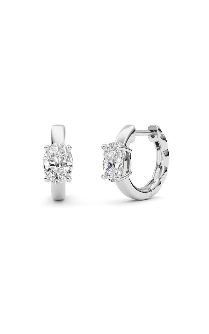 1Cttw Oval Shaped Lab Grown Diamond (F/VS ) Huggie Earrings in 14K Gold