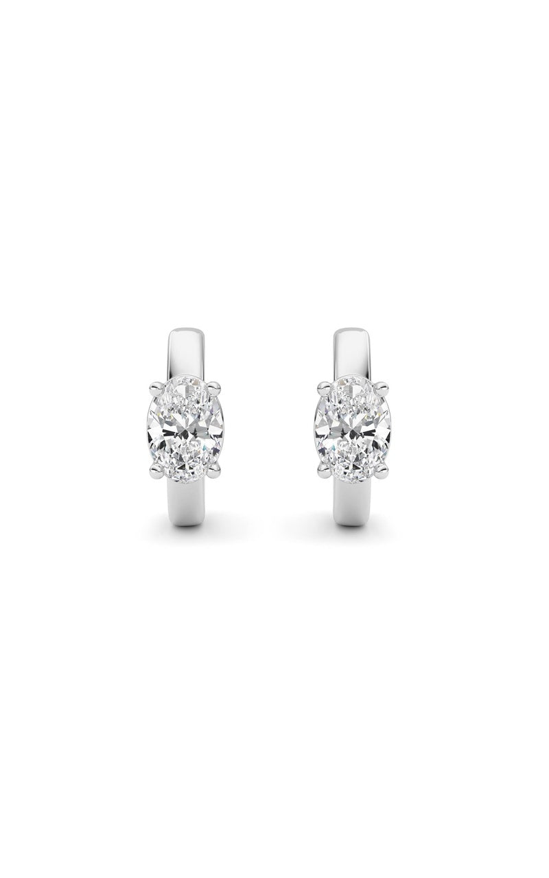 1Cttw Oval Shaped Lab Grown Diamond (F/VS ) Huggie Earrings in 14K Gold