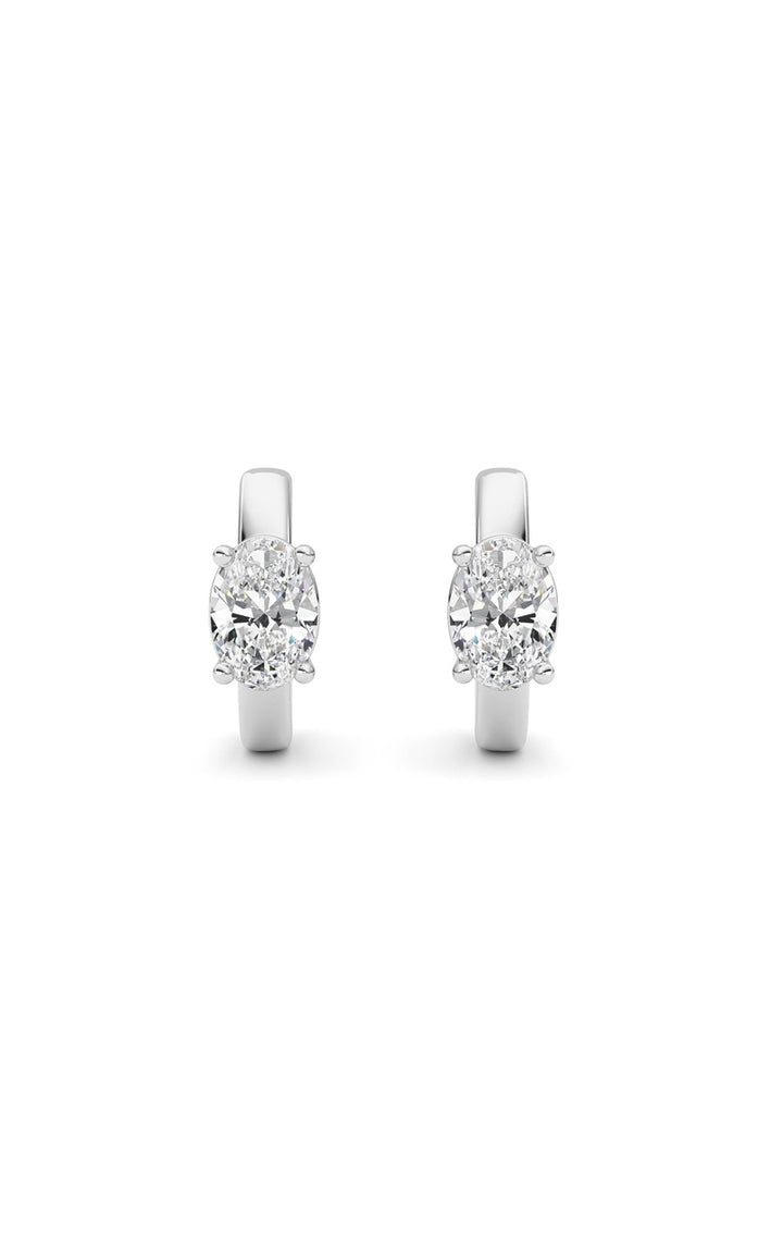 1Cttw Oval Shaped Lab Grown Diamond (F/VS ) Huggie Earrings in 14K Gold