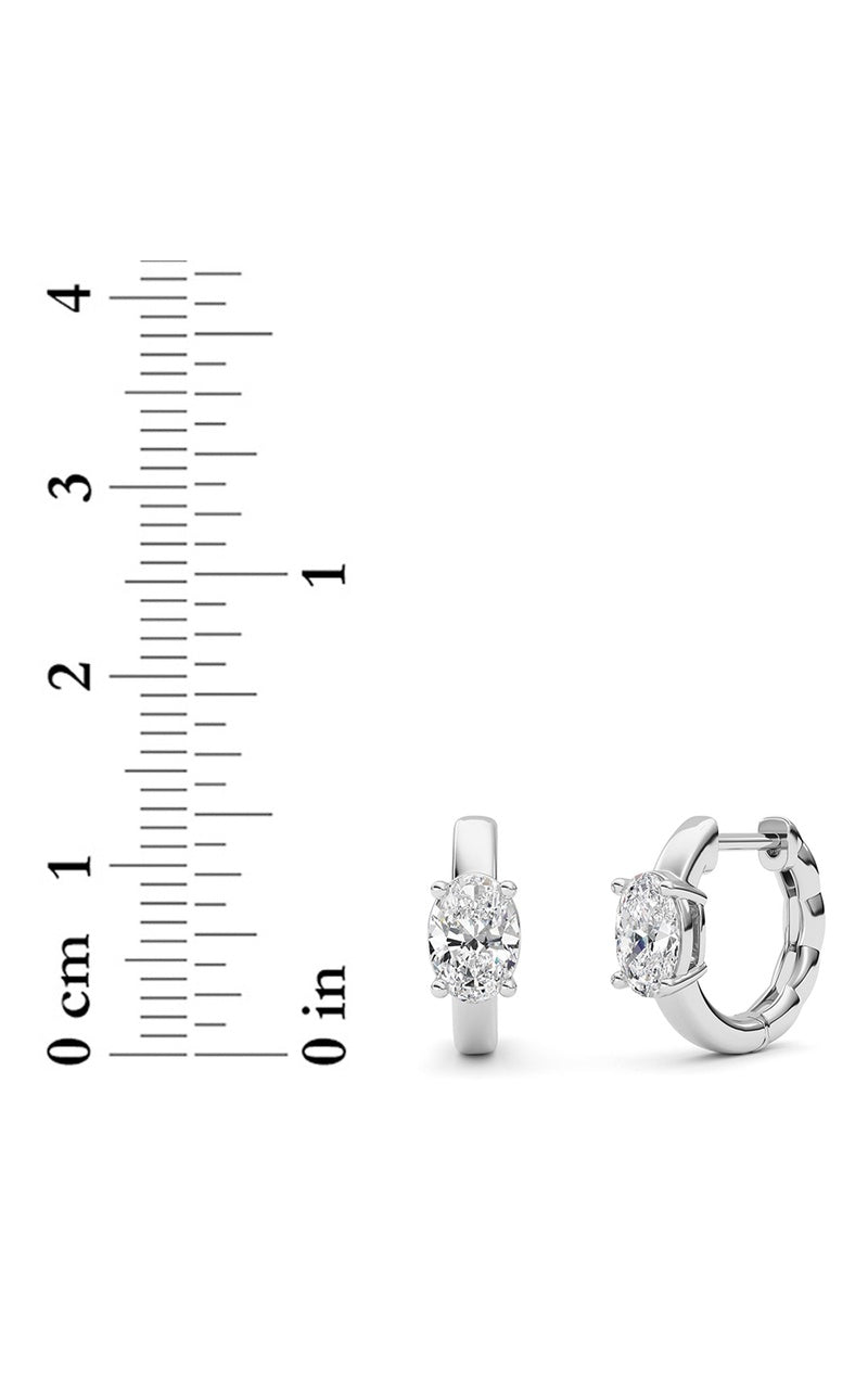 1Cttw Oval Shaped Lab Grown Diamond (F/VS ) Huggie Earrings in 14K Gold