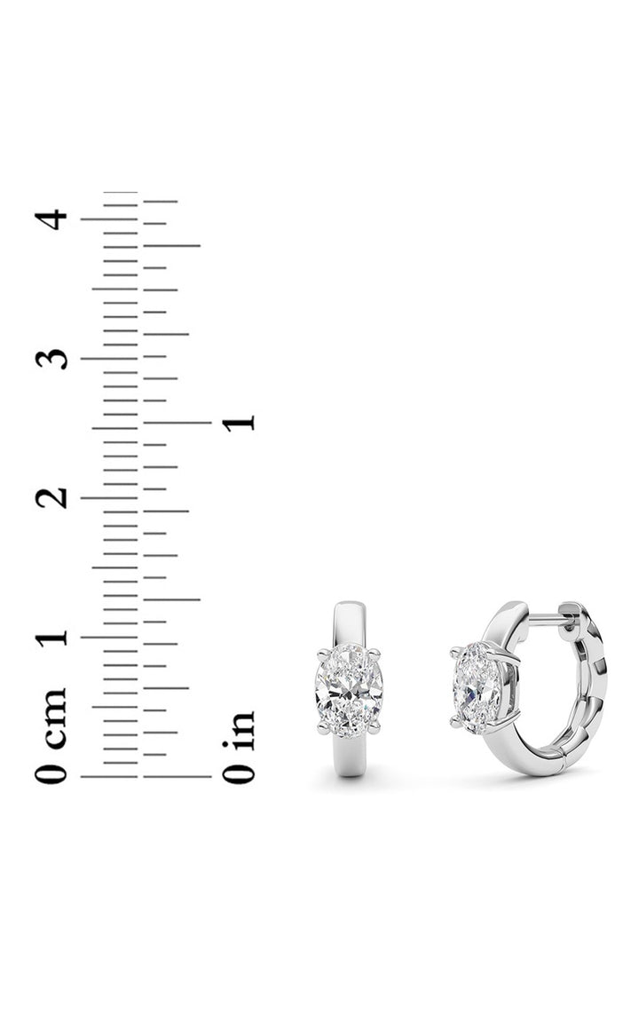 1Cttw Oval Shaped Lab Grown Diamond (F/VS ) Huggie Earrings in 14K Gold