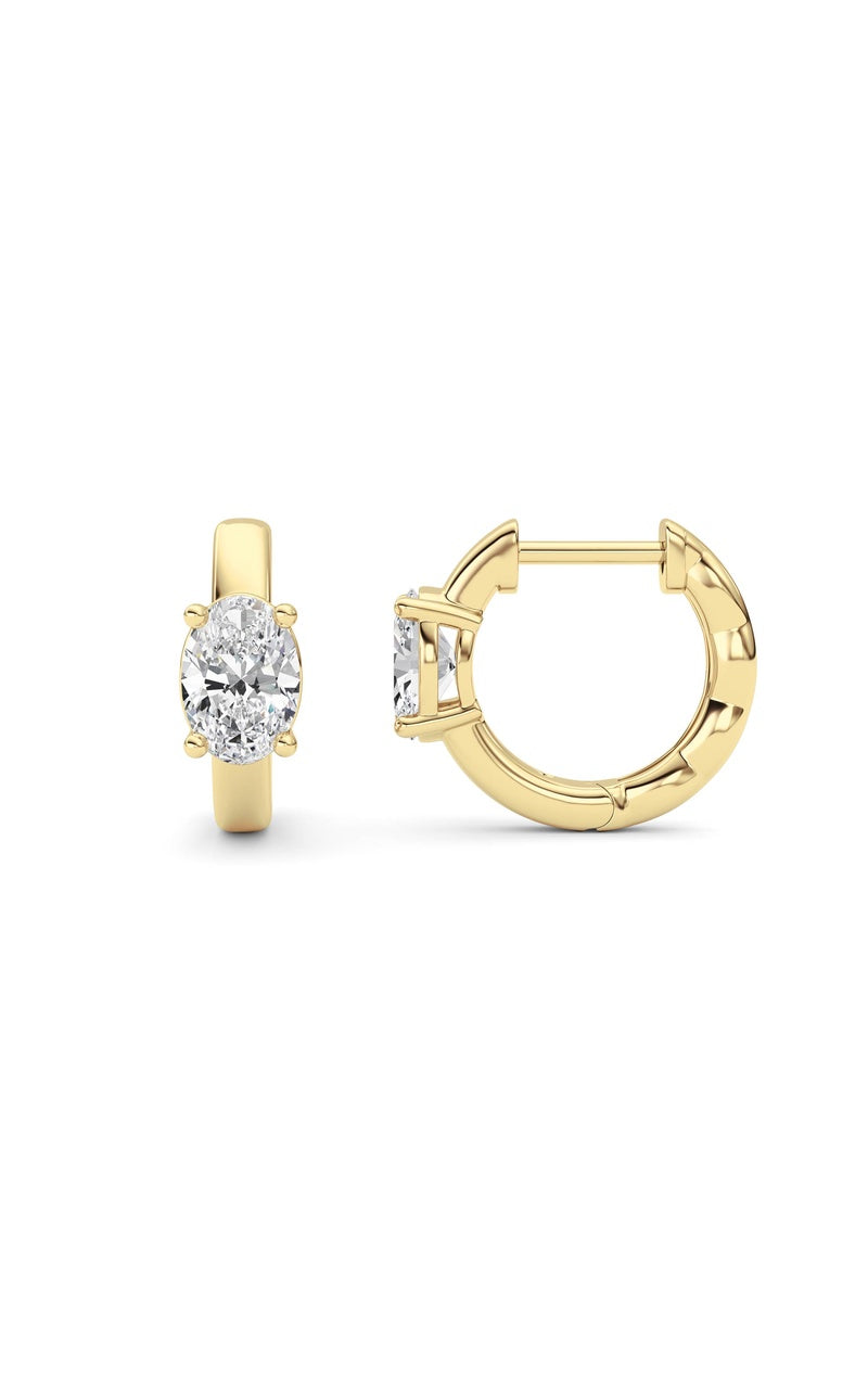 1Cttw Oval Shaped Lab Grown Diamond (F/VS ) Huggie Earrings in 14K Gold