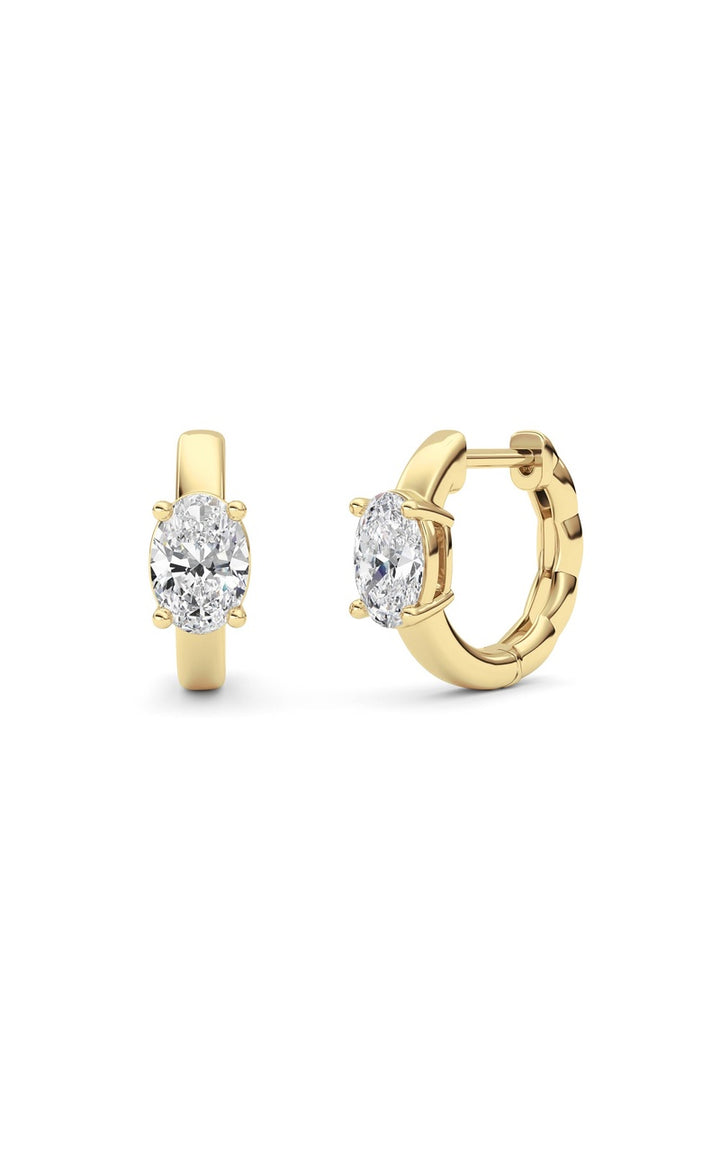 1Cttw Oval Shaped Lab Grown Diamond (F/VS ) Huggie Earrings in 14K Gold