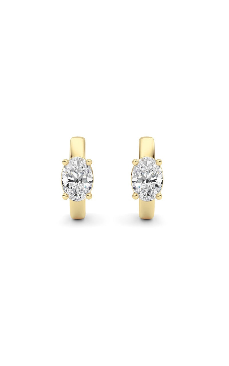 1Cttw Oval Shaped Lab Grown Diamond (F/VS ) Huggie Earrings in 14K Gold