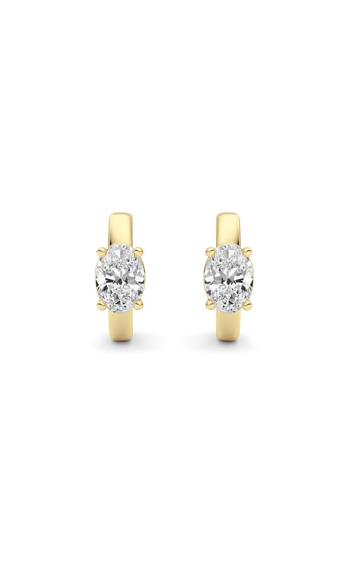 1Cttw Oval Shaped Lab Grown Diamond (F/VS ) Huggie Earrings in 14K Gold