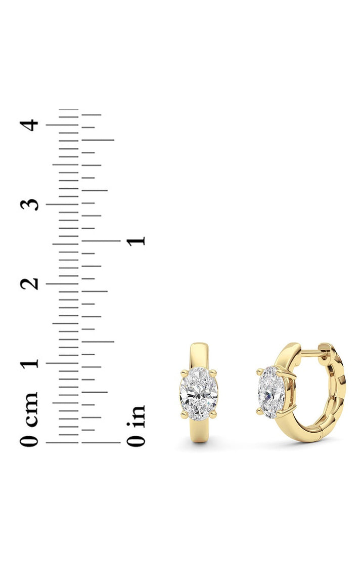 1Cttw Oval Shaped Lab Grown Diamond (F/VS ) Huggie Earrings in 14K Gold