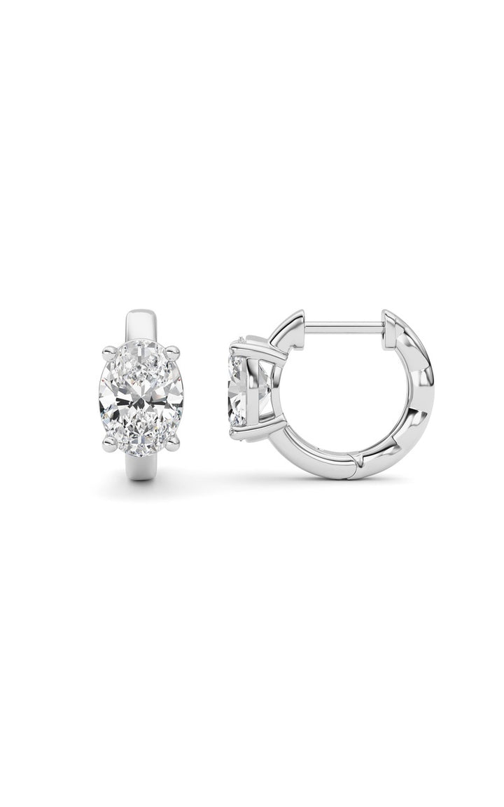 2Cttw Oval Shaped Lab Grown Diamond (F/VS ) Huggie Earrings in 14K Gold