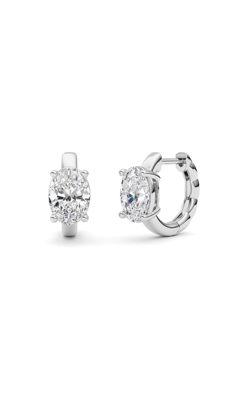 2Cttw Oval Shaped Lab Grown Diamond (F/VS ) Huggie Earrings in 14K Gold