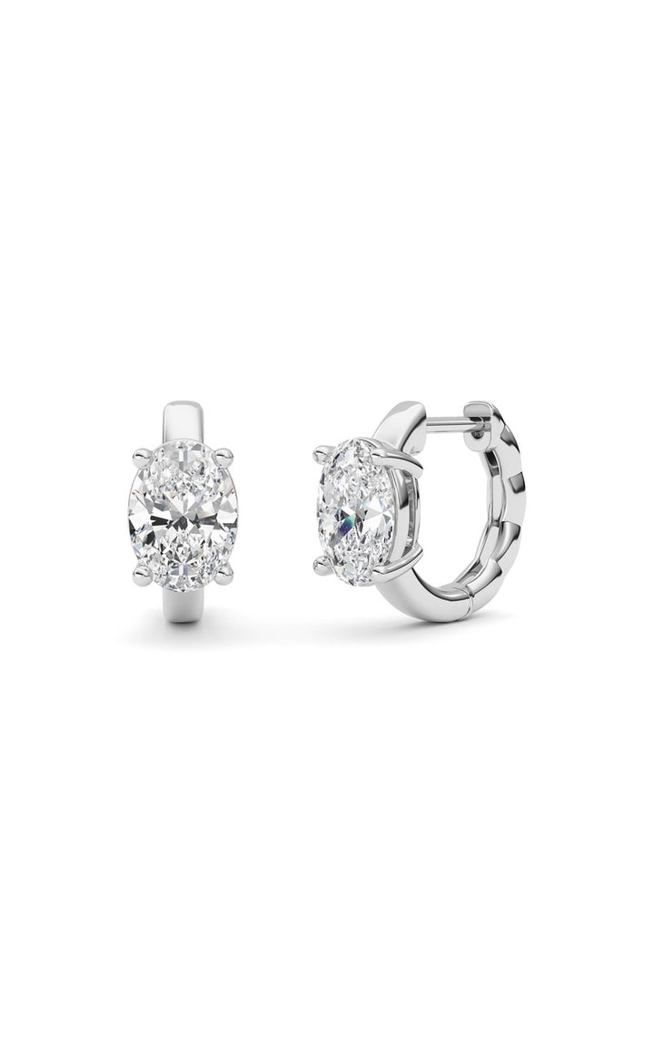 2Cttw Oval Shaped Lab Grown Diamond (F/VS ) Huggie Earrings in 14K Gold