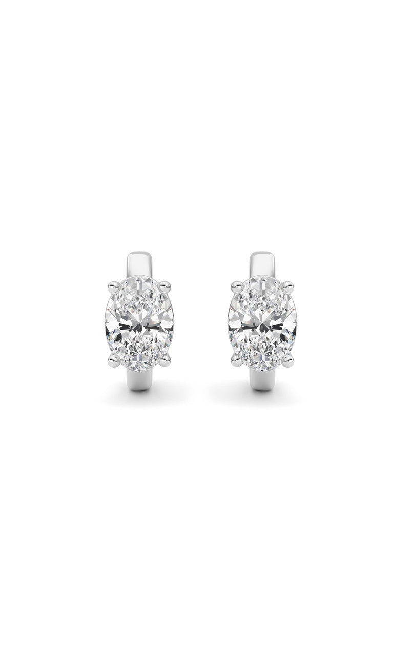 2Cttw Oval Shaped Lab Grown Diamond (F/VS ) Huggie Earrings in 14K Gold
