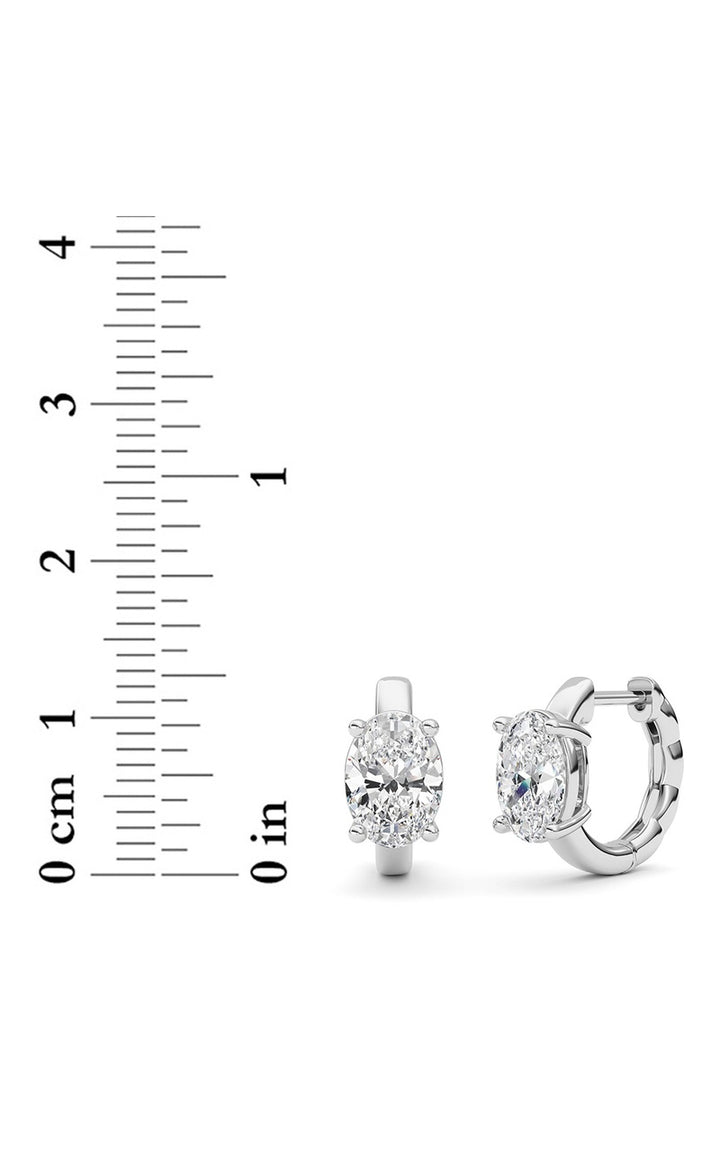 2Cttw Oval Shaped Lab Grown Diamond (F/VS ) Huggie Earrings in 14K Gold