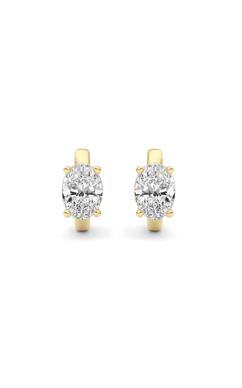 2Cttw Oval Shaped Lab Grown Diamond (F/VS ) Huggie Earrings in 14K Gold