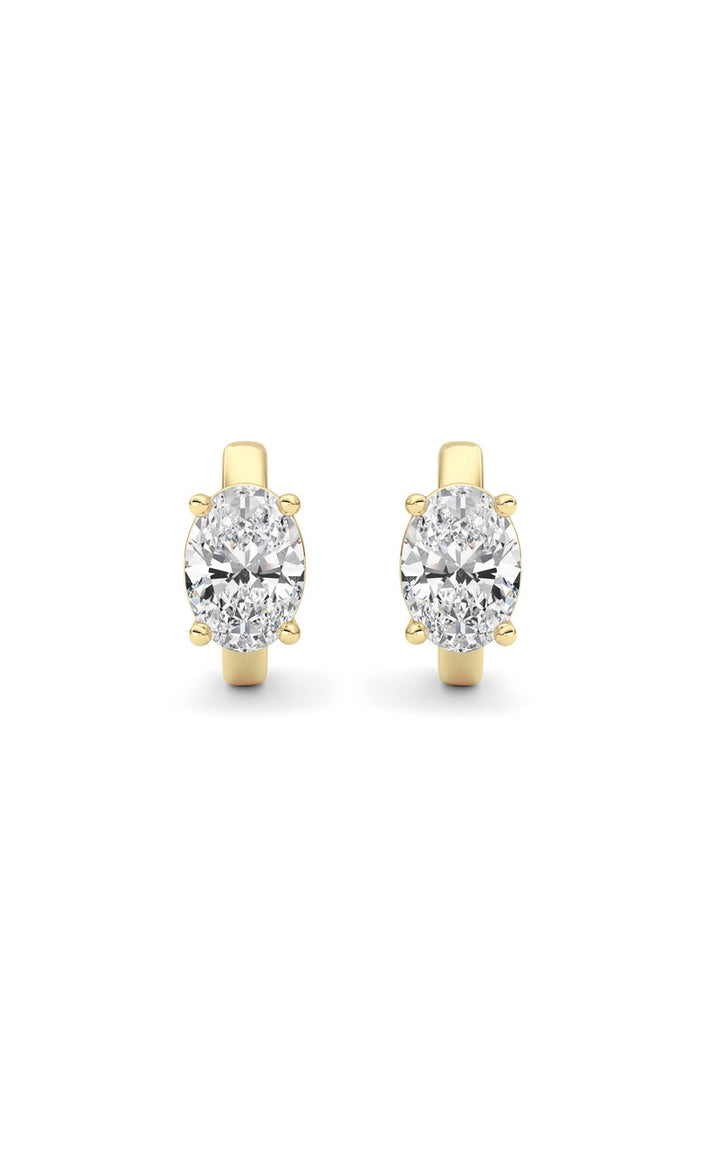 2Cttw Oval Shaped Lab Grown Diamond (F/VS ) Huggie Earrings in 14K Gold