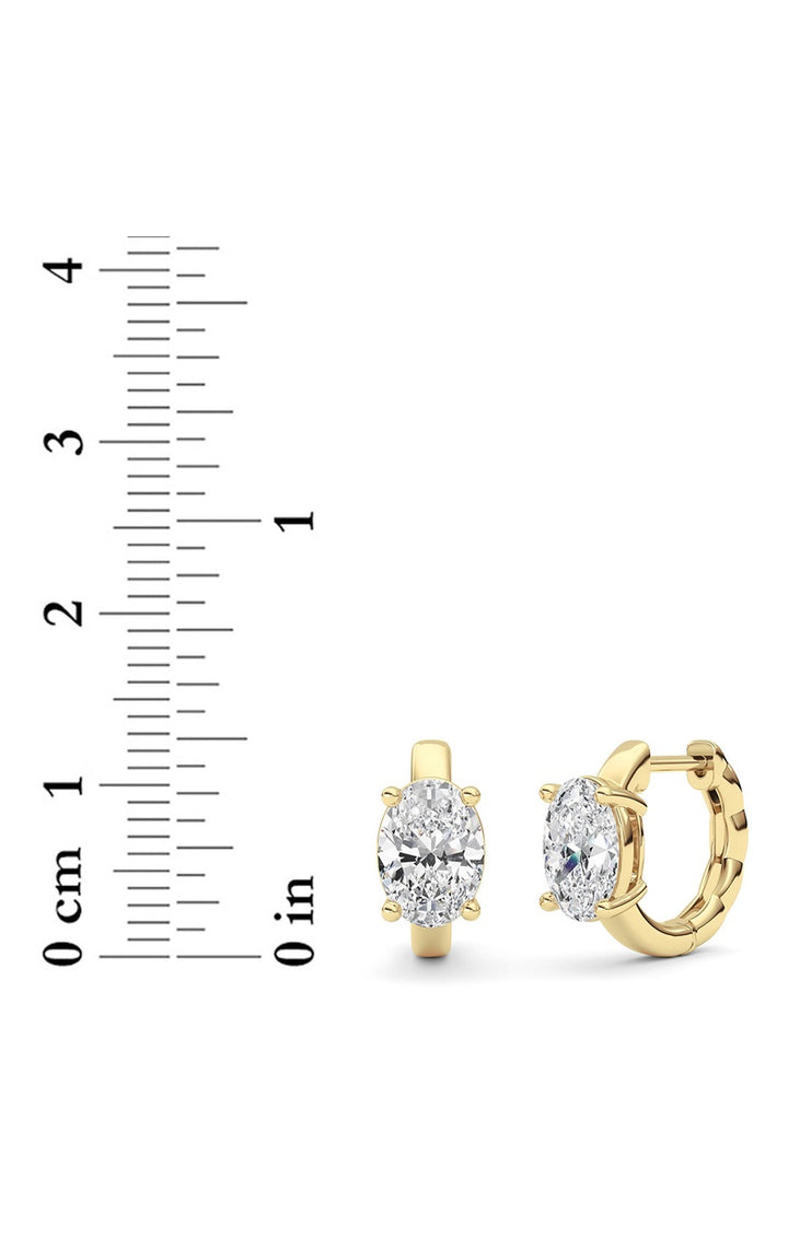 2Cttw Oval Shaped Lab Grown Diamond (F/VS ) Huggie Earrings in 14K Gold