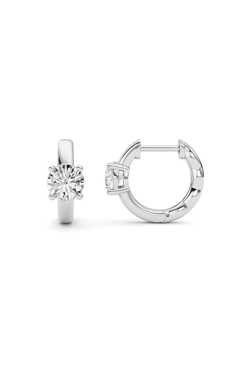 1Cttw Round Shaped Lab Grown Diamond (F/VS ) Huggie Earrings in 14K Gold