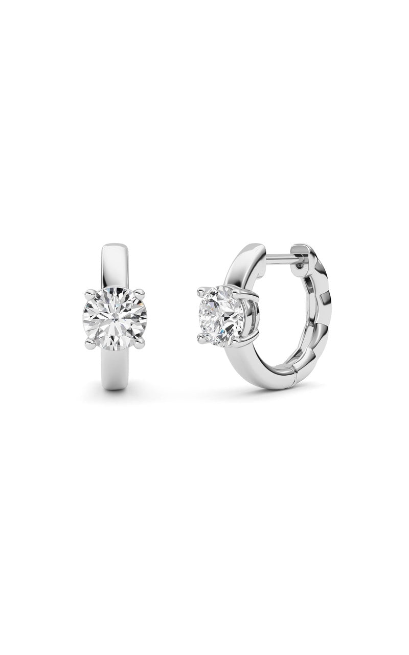 1Cttw Round Shaped Lab Grown Diamond (F/VS ) Huggie Earrings in 14K Gold