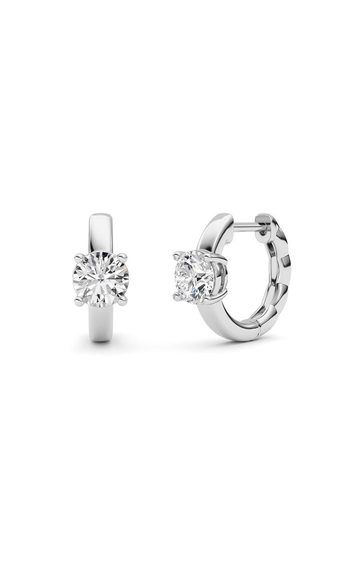 1Cttw Round Shaped Lab Grown Diamond (F/VS ) Huggie Earrings in 14K Gold