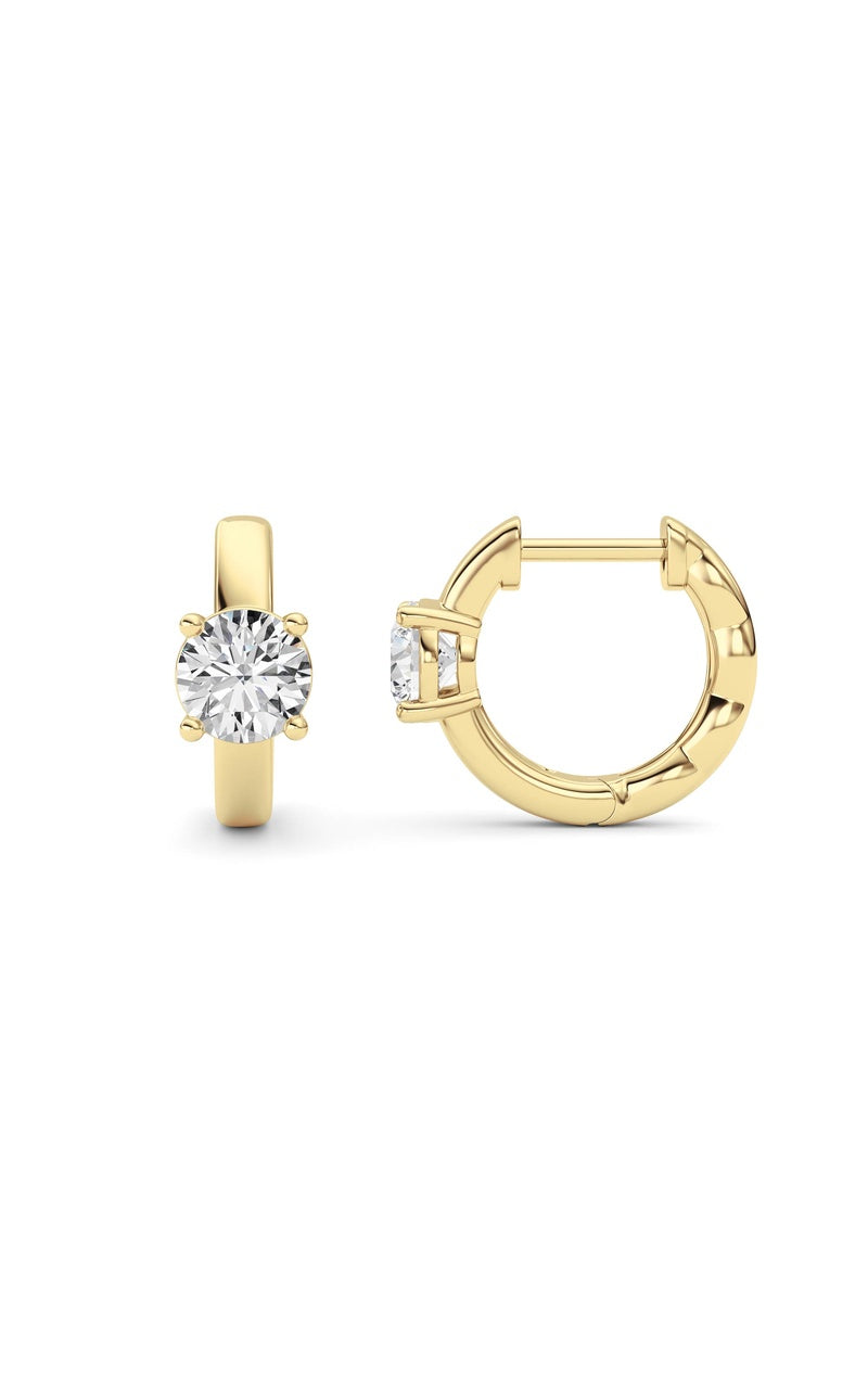 1Cttw Round Shaped Lab Grown Diamond (F/VS ) Huggie Earrings in 14K Gold