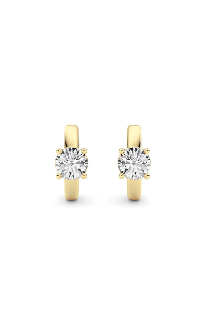 1Cttw Round Shaped Lab Grown Diamond (F/VS ) Huggie Earrings in 14K Gold