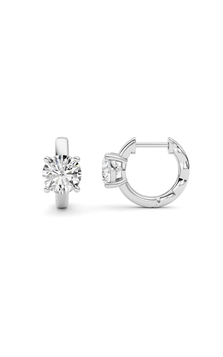 2Cttw Round Shaped Lab Grown Diamond (F/VS ) Huggie Earrings in 14K Gold