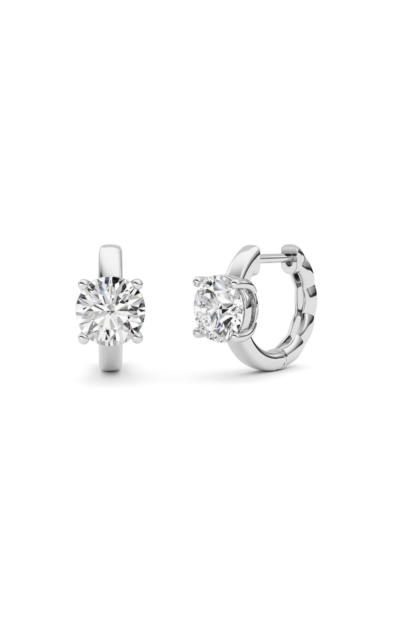 2Cttw Round Shaped Lab Grown Diamond (F/VS ) Huggie Earrings in 14K Gold
